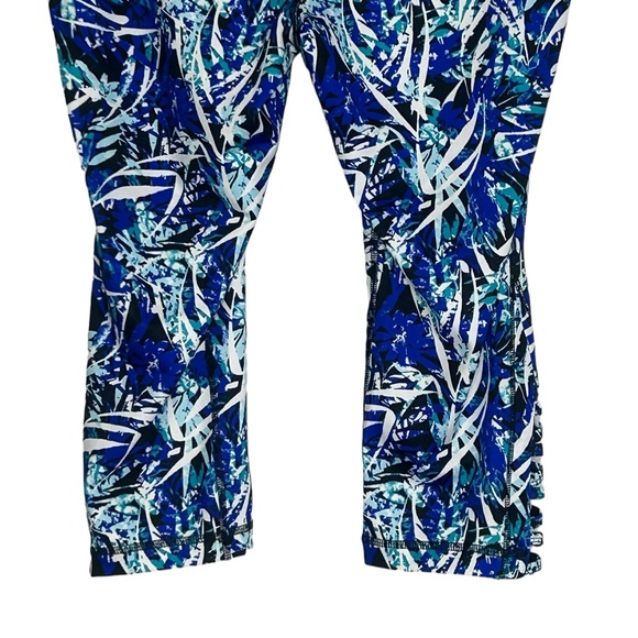 Exertek Leggings Cropped Petite XL Blue White Patterned Stretch NEW - Picture 7 of 16